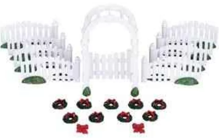 Lemax 04233 - Plastic Arbor & Picket Fences With Decorations, Set Of 20 - Christmas Village Accessories