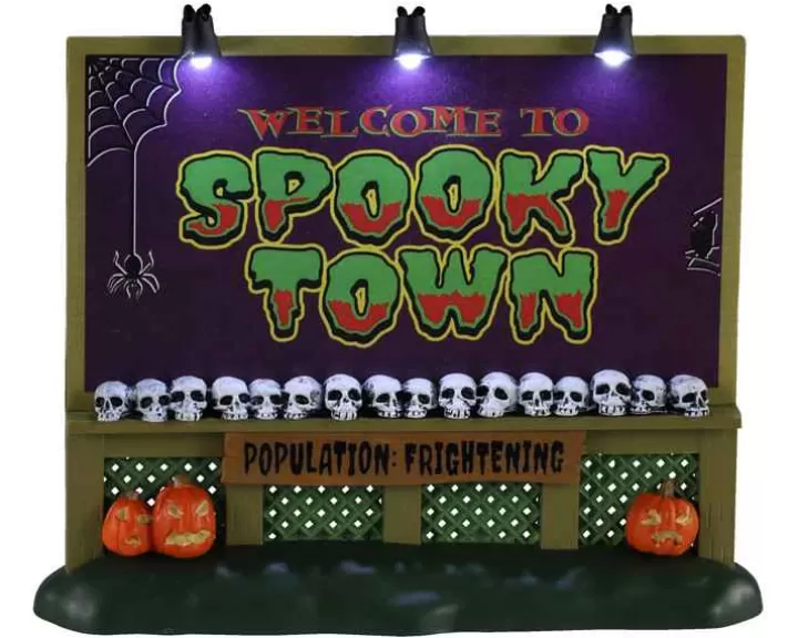 Lemax 04710 - Spookytown Sign, Battery-Operated (4.5-Volt) - Spooky Town Accessories