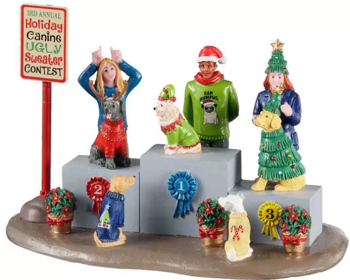 Lemax 13556 - Canine Holiday Sweater Contest - Table Pieces