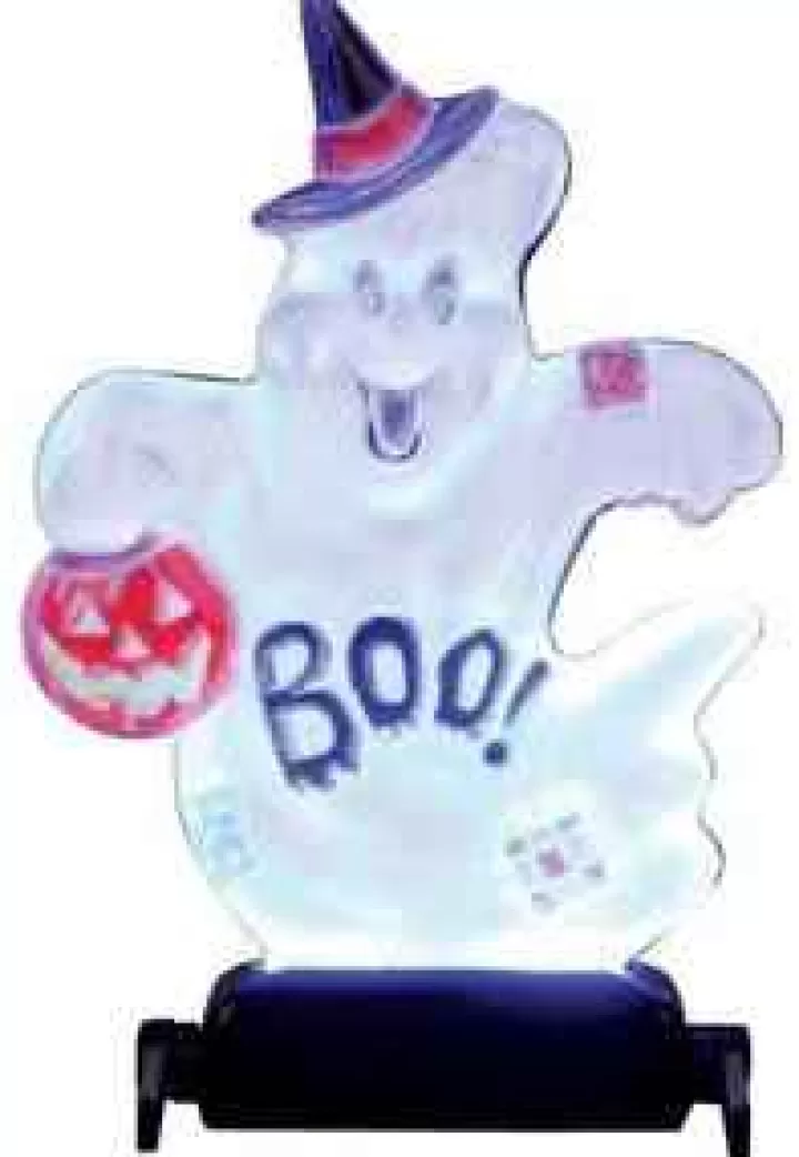 Lemax 14353 - Yard Light - "Boo!" Ghost, Battery-Operated (4.5V) - Spooky Town Halloween Village Accessories