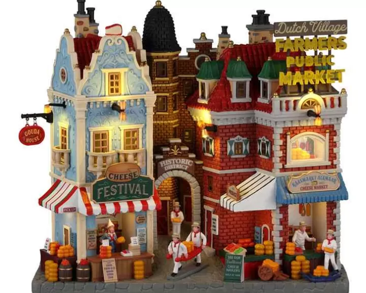 Lemax 25868 - Dutch Cheese Festival And Farmers Market, Battery-Operated (4.5-Volt) - Christmas Village Facades