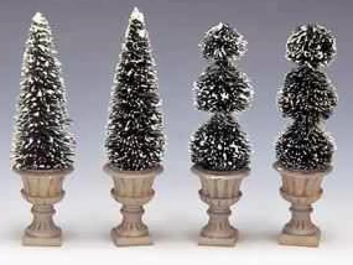 Lemax 34965 - Cone-Shaped & Sculpted Topiaries, Set Of 4 - Christmas Village Trees
