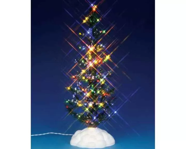 Lemax 54950 - Lighted Pine Tree, Multi, Large, Battery-Operated (4.5V) - Christmas Village Trees