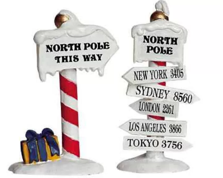 Lemax 64455 - North Pole Signs, Set Of 2 - Christmas Village Misc. Accessories