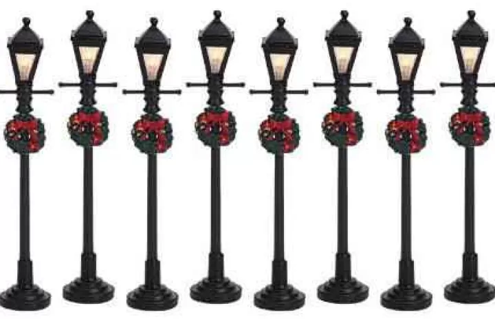 Lemax 64500 - Gas Lantern Street Lamp, Set Of 8, Battery-Operated (4.5V) - Christmas Village Misc. Accessories