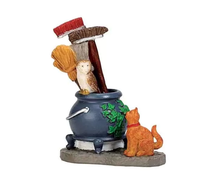 Lemax 74220 - Cauldron Broom Holder - Spooky Town Accessories