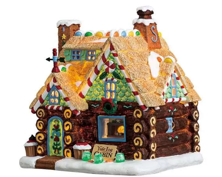 Lemax 75178 - Yule Log Cabin, Battery-Operated (4.5V) - Sugar N Spice Houses