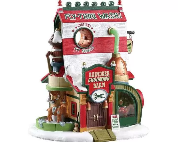 Lemax 75293 - Reindeer Grooming Barn, Battery-Operated (4.5V) - Santa's Wonderland