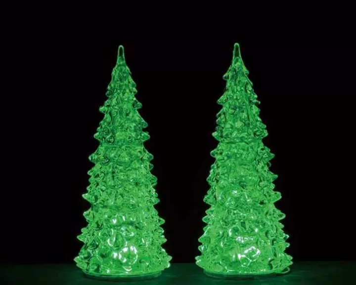 Lemax 94517 - Crystal Lighted Tree, 3 Color Changeable, Medium, Set/2, Battery-Operated (4.5-Volt) - Trees