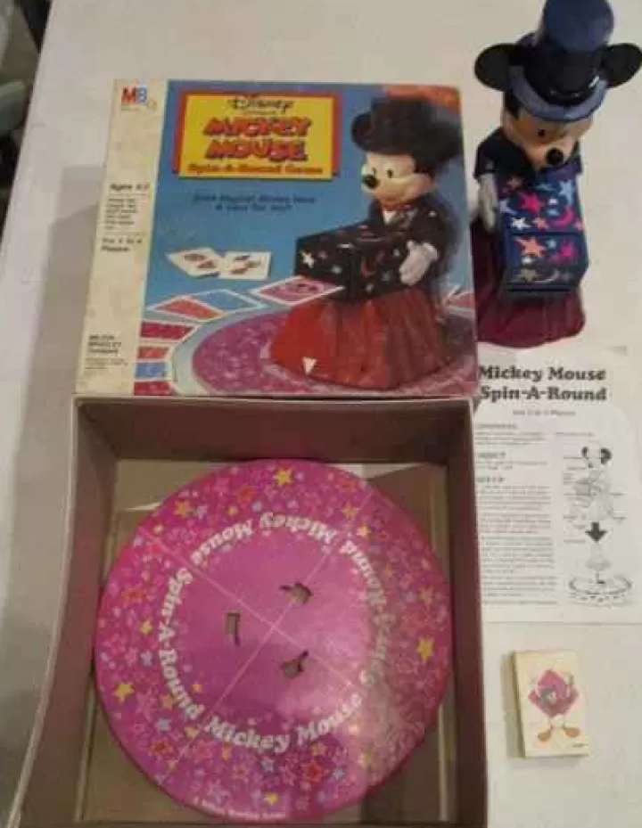 Vintage Board Games Mickey Mouse Spin-A-Round Game - Milton Bradley